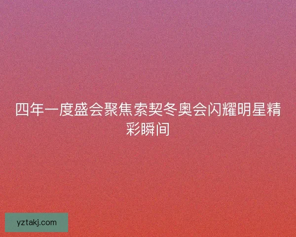 四年一度盛会聚焦索契冬奥会闪耀明星精彩瞬间